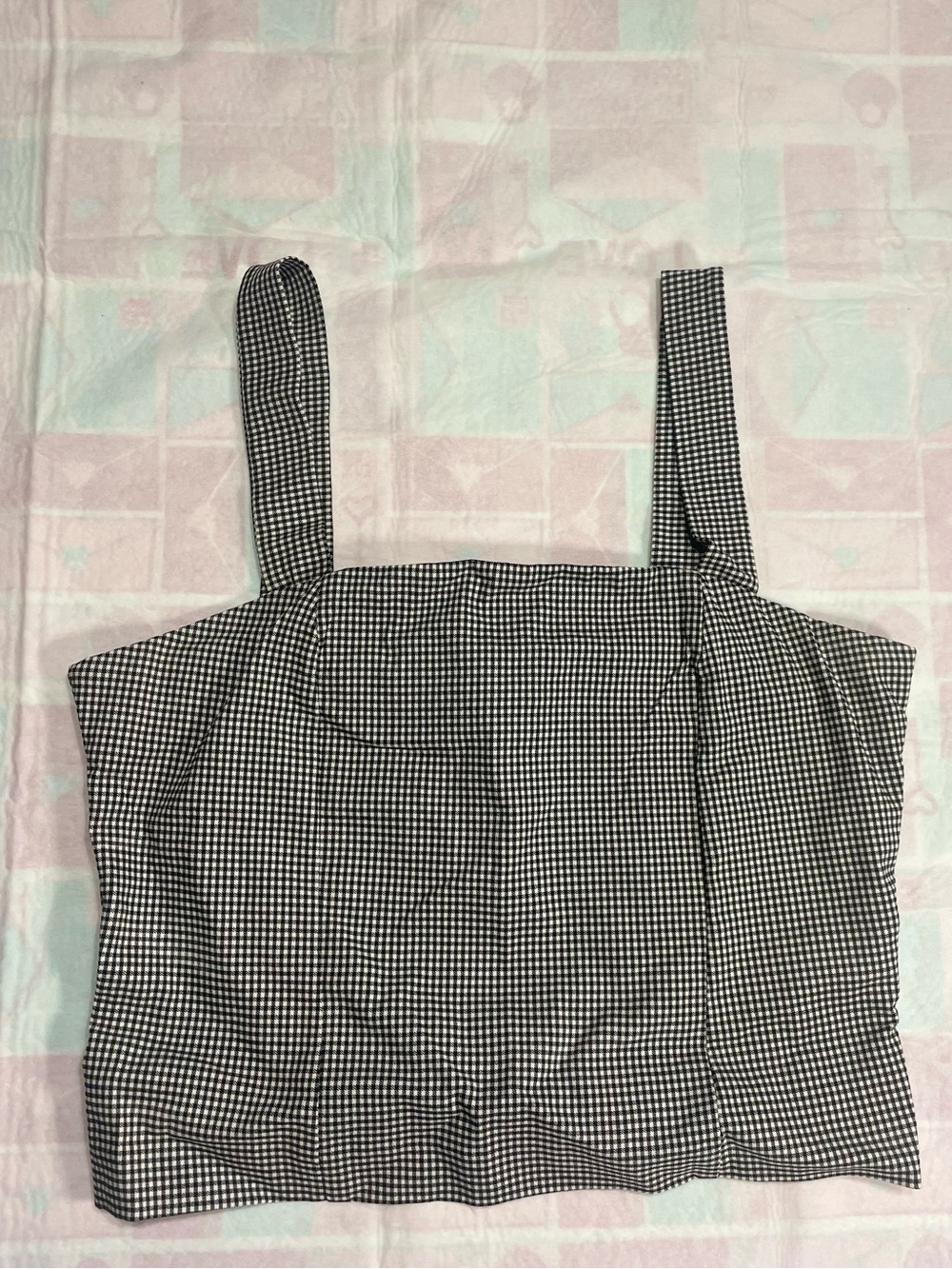 Cupcakes & Cashmere Gingham Bustier Crop Tank Top Black White Size 8